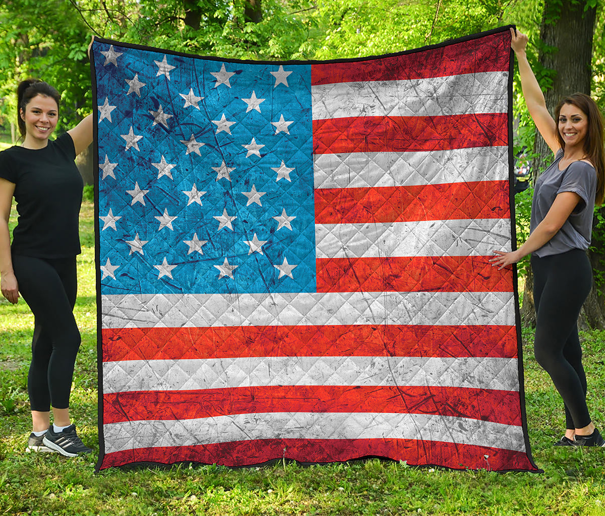 Rough USA Flag Print Quilt