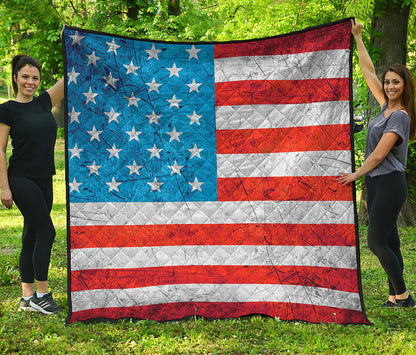 Rough USA Flag Print Quilt