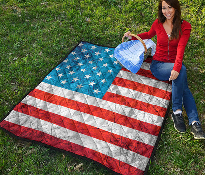 Rough USA Flag Print Quilt