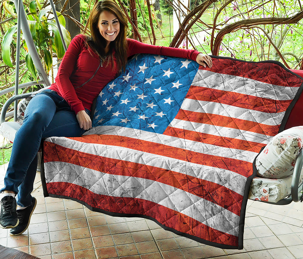 Rough USA Flag Print Quilt