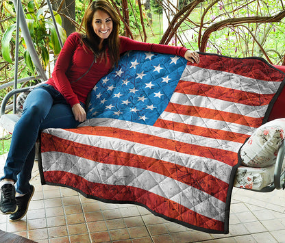 Rough USA Flag Print Quilt