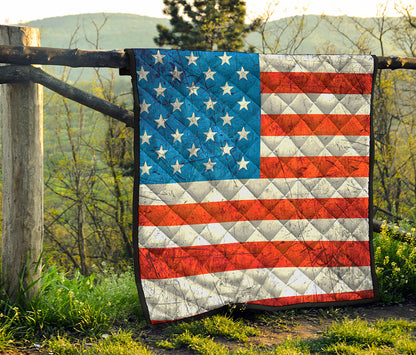 Rough USA Flag Print Quilt