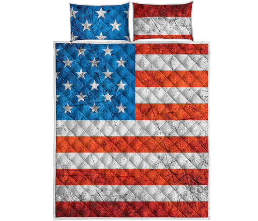 Rough USA Flag Print Quilt Bed Set