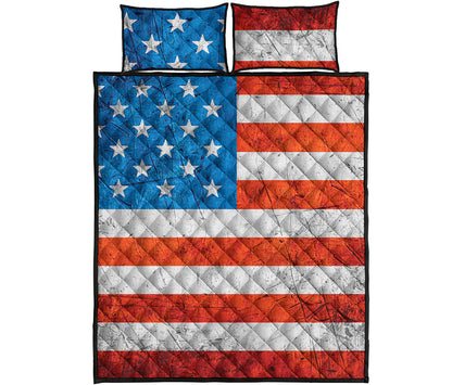 Rough USA Flag Print Quilt Bed Set