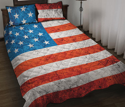 Rough USA Flag Print Quilt Bed Set