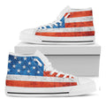 Rough USA Flag Print White High Top Sneakers