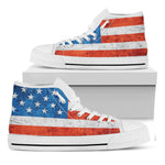 Rough USA Flag Print White High Top Shoes