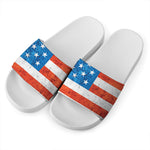 Rough USA Flag Print White Slide Sandals