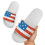 Rough USA Flag Print White Slide Sandals