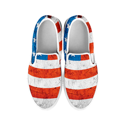 Rough USA Flag Print White Slip On Shoes