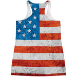 Rough USA Flag Print Women's Racerback Tank Top