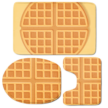 Round Waffle Print 3 Piece Bath Mat Set