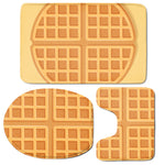 Round Waffle Print 3 Piece Bath Mat Set
