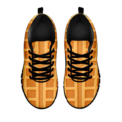 Round Waffle Print Black Sneakers