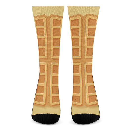 Round Waffle Print Crew Socks