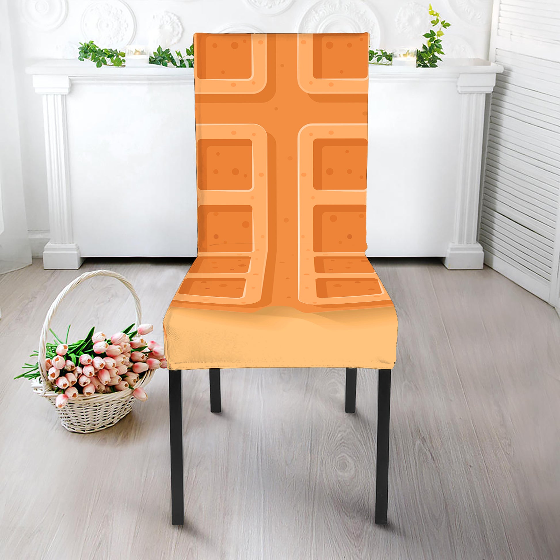 Round Waffle Print Dining Chair Slipcover