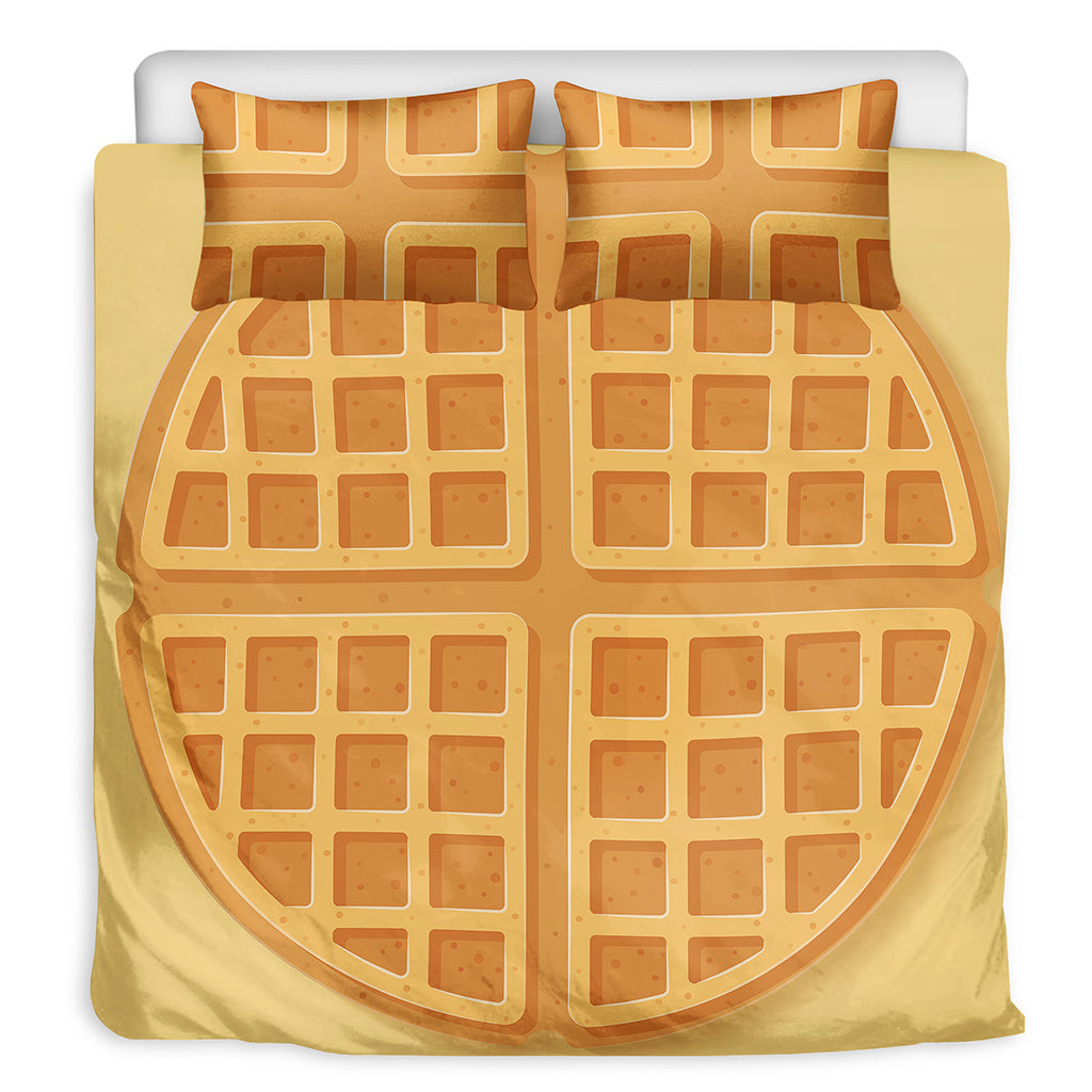 Round Waffle Print Duvet Cover Bedding Set