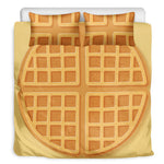 Round Waffle Print Duvet Cover Bedding Set