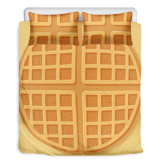 Round Waffle Print Duvet Cover Bedding Set