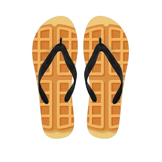 Round Waffle Print Flip Flops