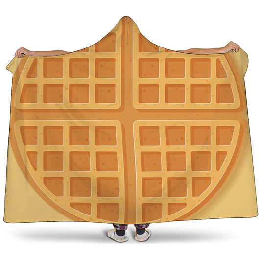 Round Waffle Print Hooded Blanket
