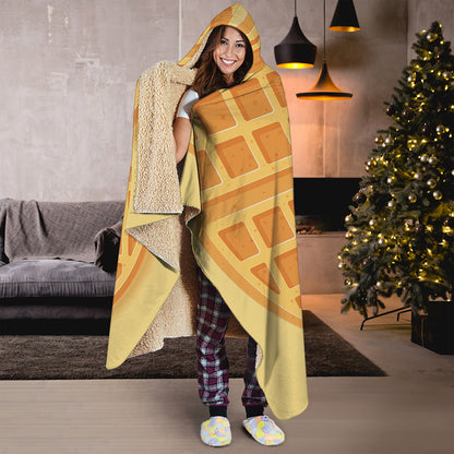 Round Waffle Print Hooded Blanket