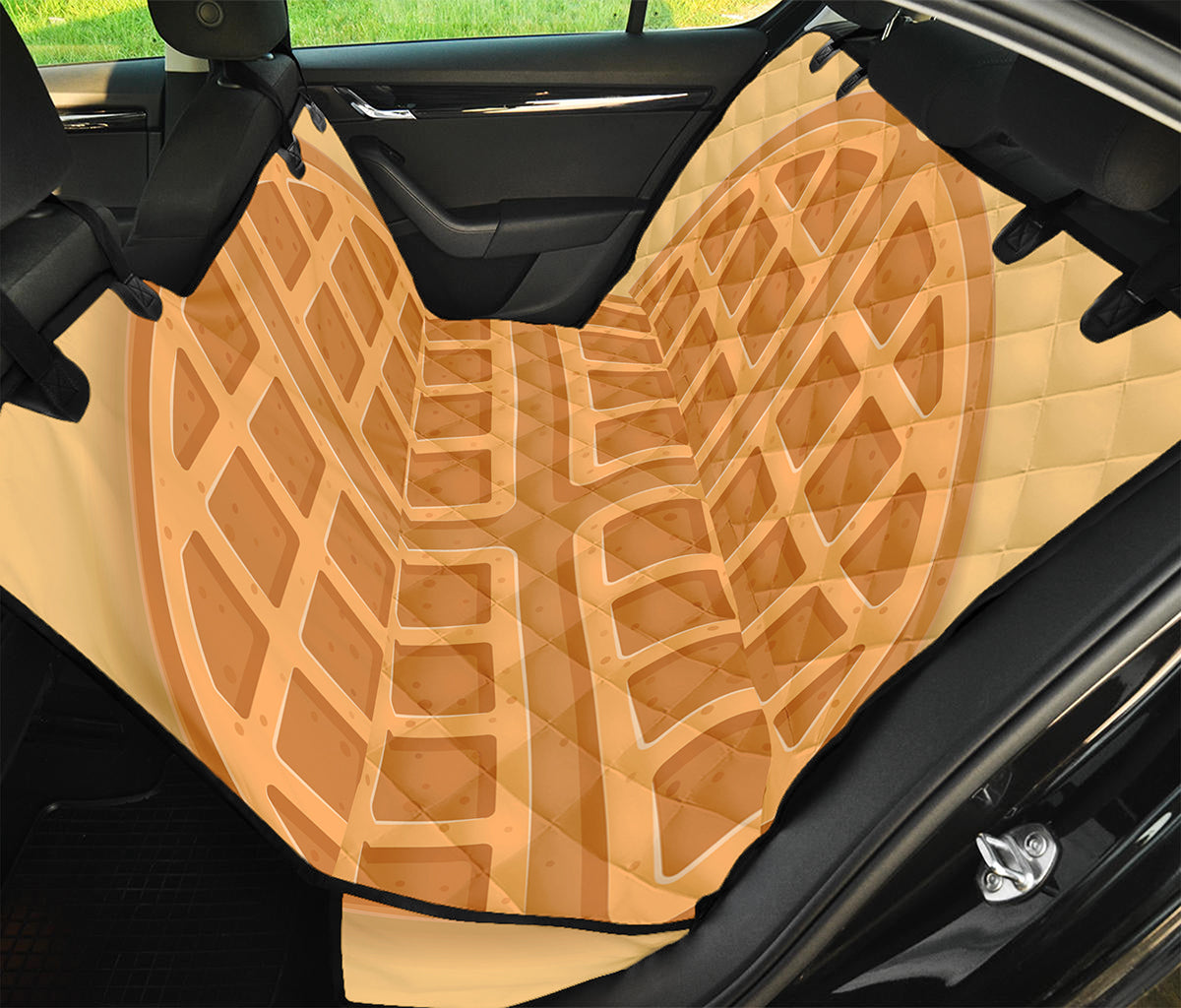 Round Waffle Print Pet Car Back Seat Cover