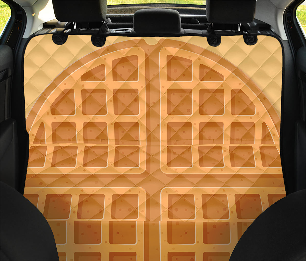 Round Waffle Print Pet Car Back Seat Cover