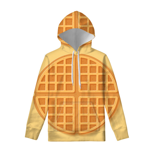 Round Waffle Print Pullover Hoodie