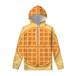 Round Waffle Print Pullover Hoodie