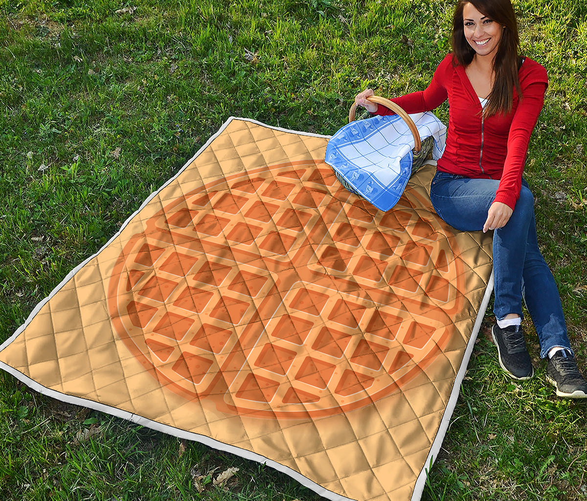 Round Waffle Print Quilt