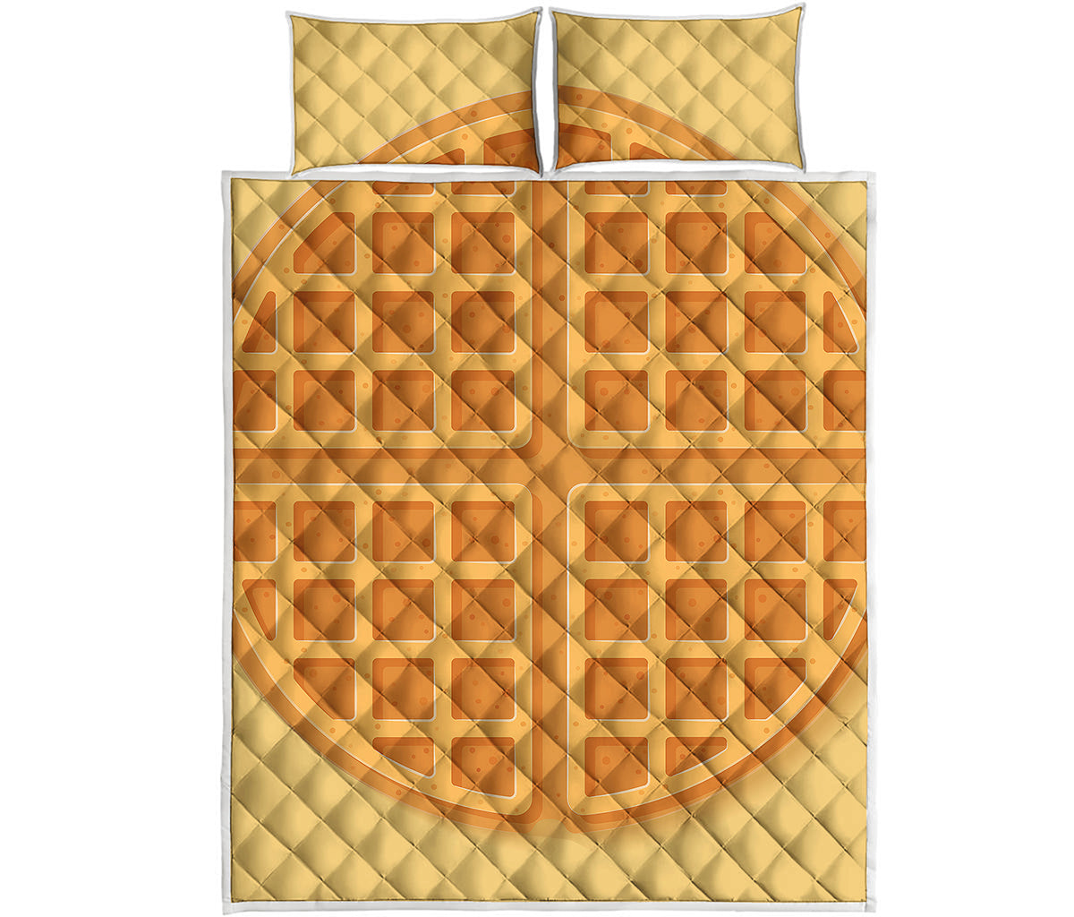 Round Waffle Print Quilt Bed Set