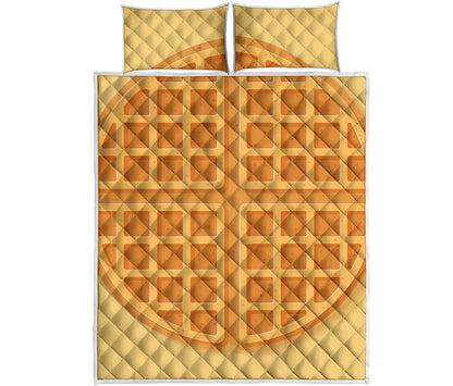 Round Waffle Print Quilt Bed Set