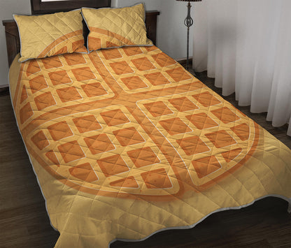 Round Waffle Print Quilt Bed Set