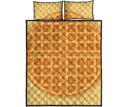 Round Waffle Print Quilt Bed Set