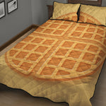 Round Waffle Print Quilt Bed Set