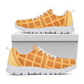 Round Waffle Print White Running Shoes