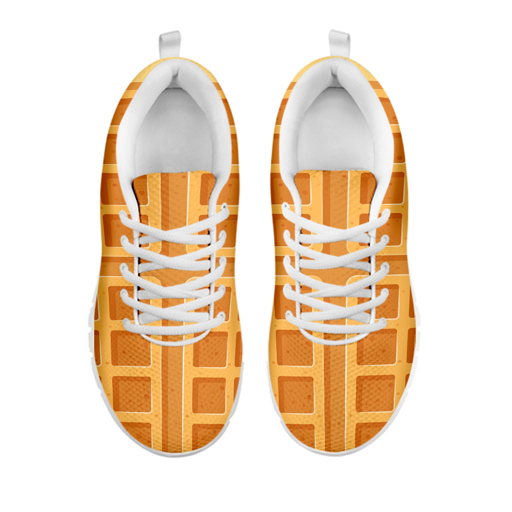 Round Waffle Print White Sneakers