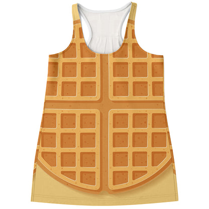 Round Waffle Print Women's Racerback Tank Top
