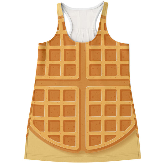 Round Waffle Print Women's Racerback Tank Top