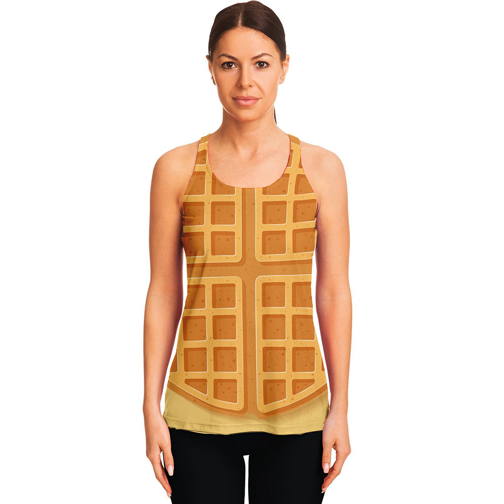 Round Waffle Print Women's Racerback Tank Top
