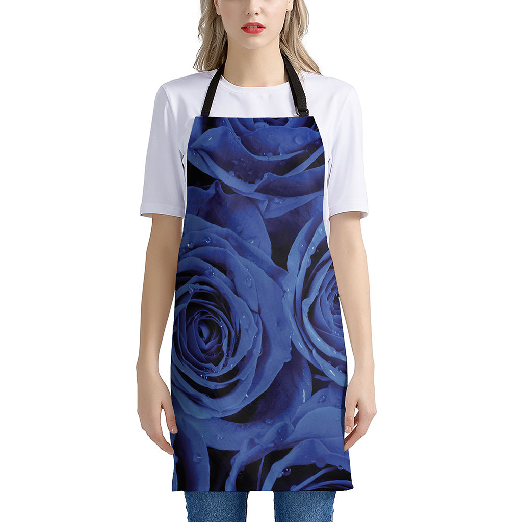 Royal Blue Rose Print Apron