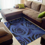 Royal Blue Rose Print Area Rug