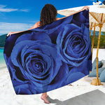 Royal Blue Rose Print Beach Sarong Wrap