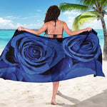 Royal Blue Rose Print Beach Sarong Wrap