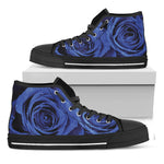 Royal Blue Rose Print Black High Top Shoes