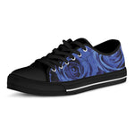 Royal Blue Rose Print Black Low Top Shoes