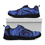 Royal Blue Rose Print Black Sneakers