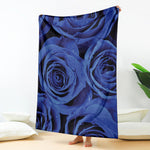 Royal Blue Rose Print Blanket