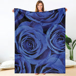 Royal Blue Rose Print Blanket